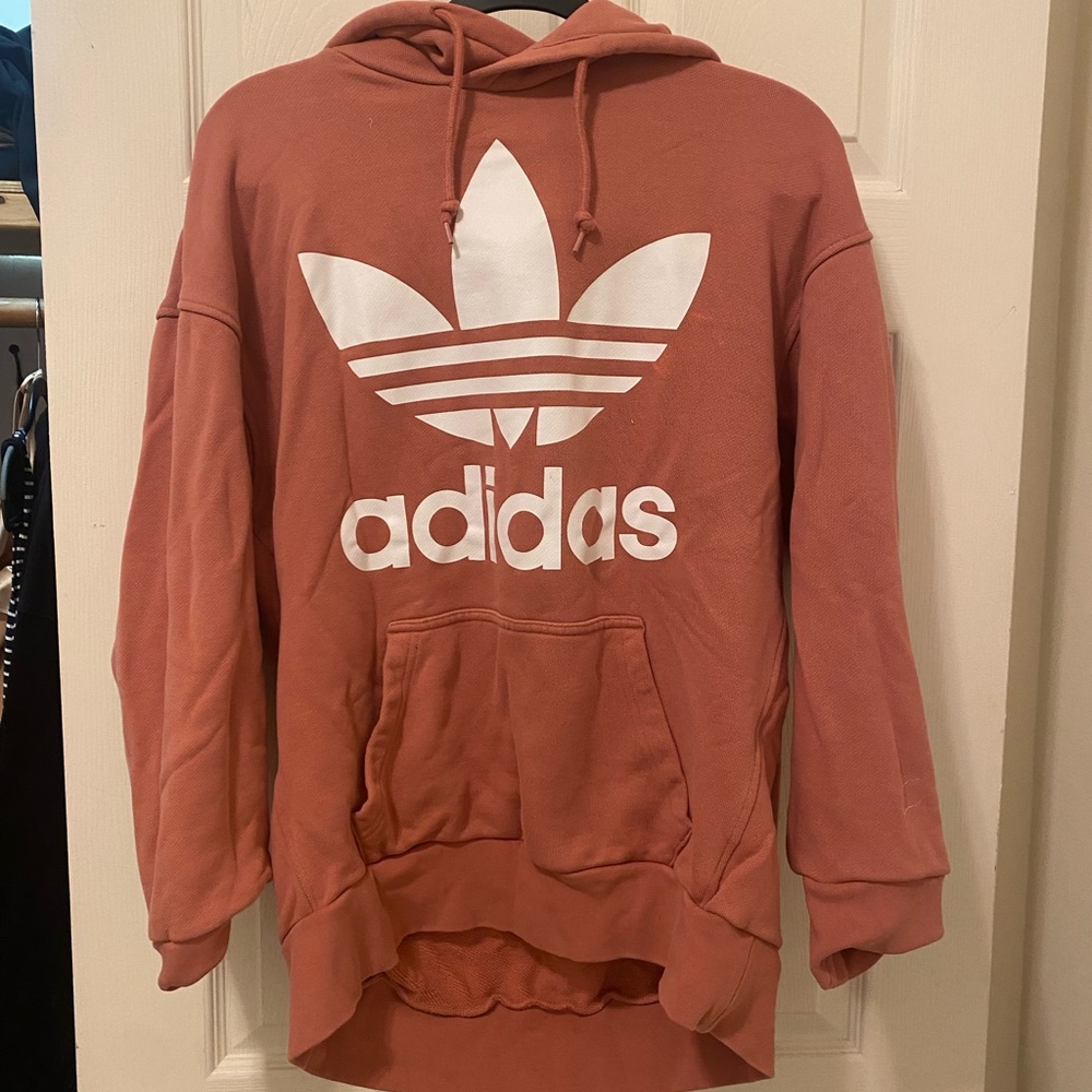 Adidas Salmon Pink Hoodie with Logo Oversized